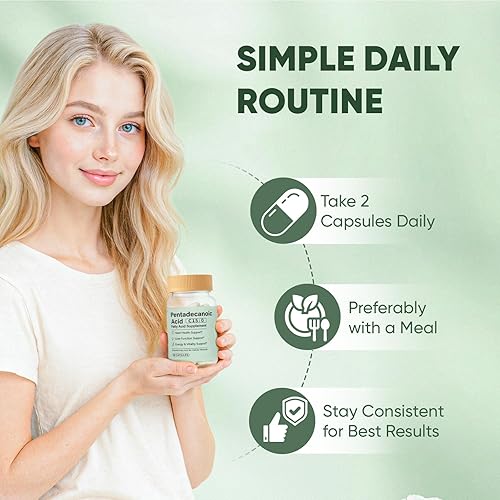 Miniatura 7 de Cápsulas de ácido pentadecanoico, suplemento de ácido graso C150, aceite de pescado 3X Omega 3, suplemento de envejecimiento saludable para la salud