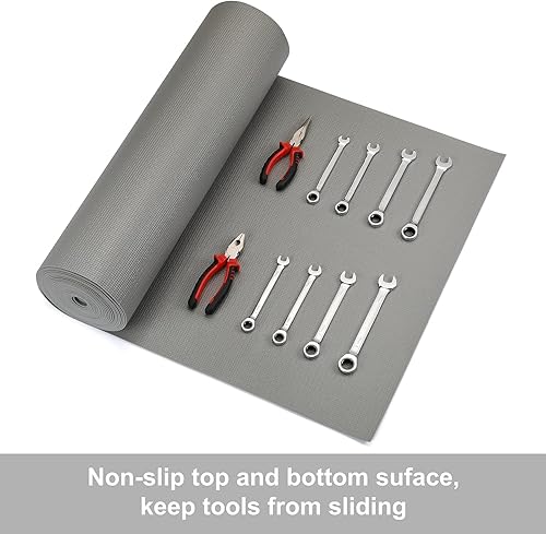 Miniatura 3 de CASOMAN Revestimiento profesional para caja de herramientas y cajón, gris, de goma espuma antideslizante de fácil corte, para cajón, forros gruesos