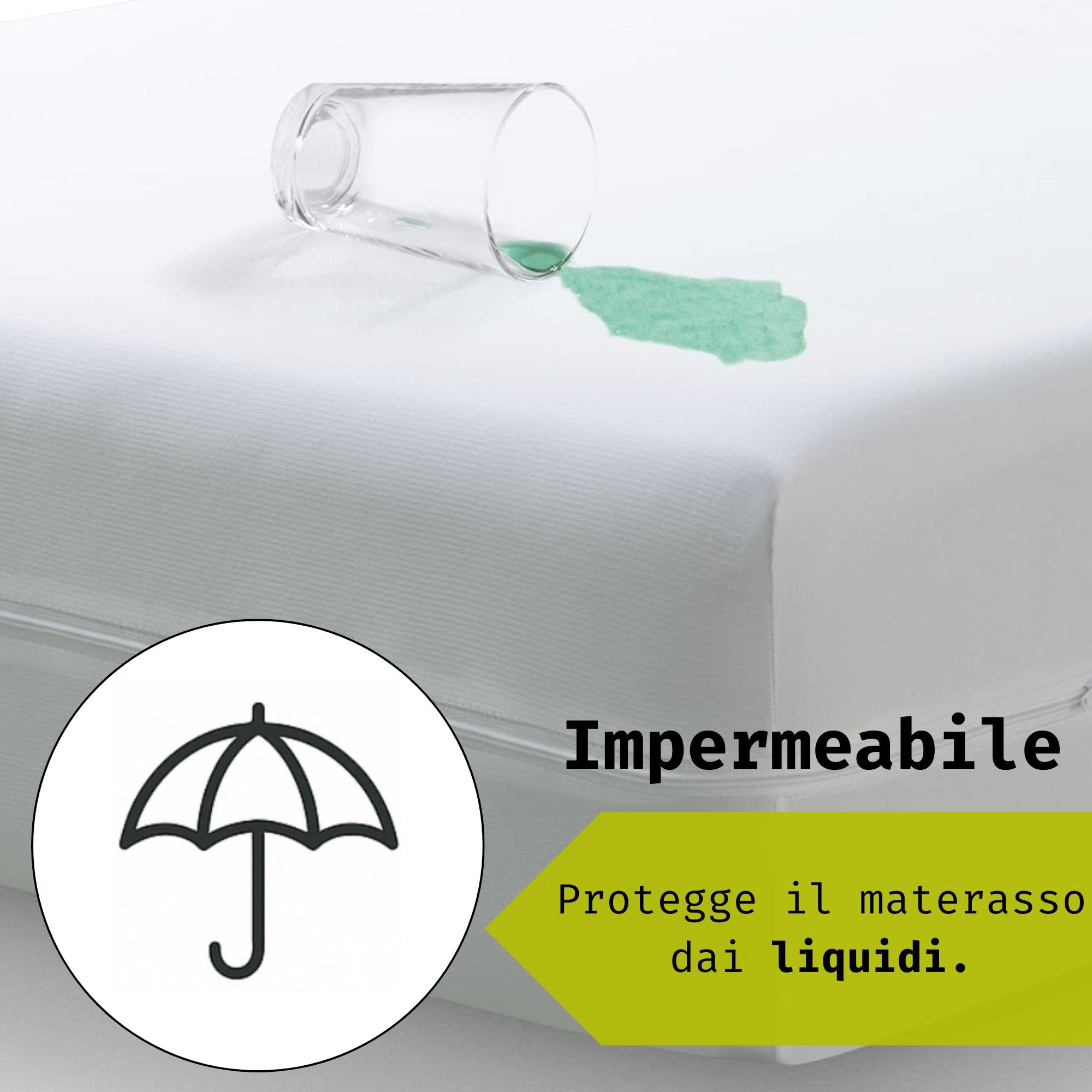 Tural Fodera per materasso 105x190/200cm Antiacaro Certificato Oeko-TEX Traspirante impermeabile con cerniera