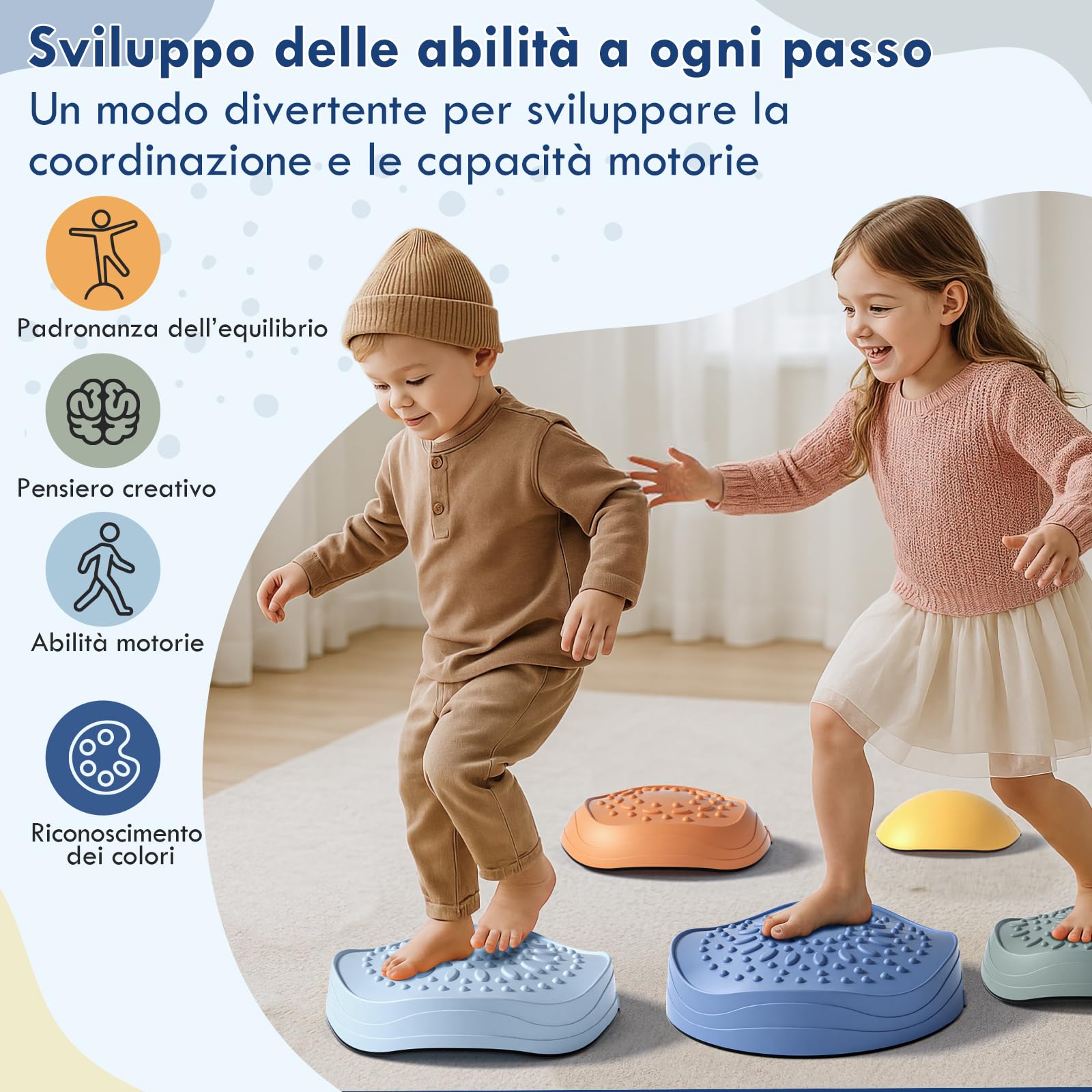 Lehoo Castle Pietre di Bilanciamento, Antiscivolo Stepping Stones per Bambini, Pietre Equilibrio, Balance Board, Giochi da Giardino per Bambini