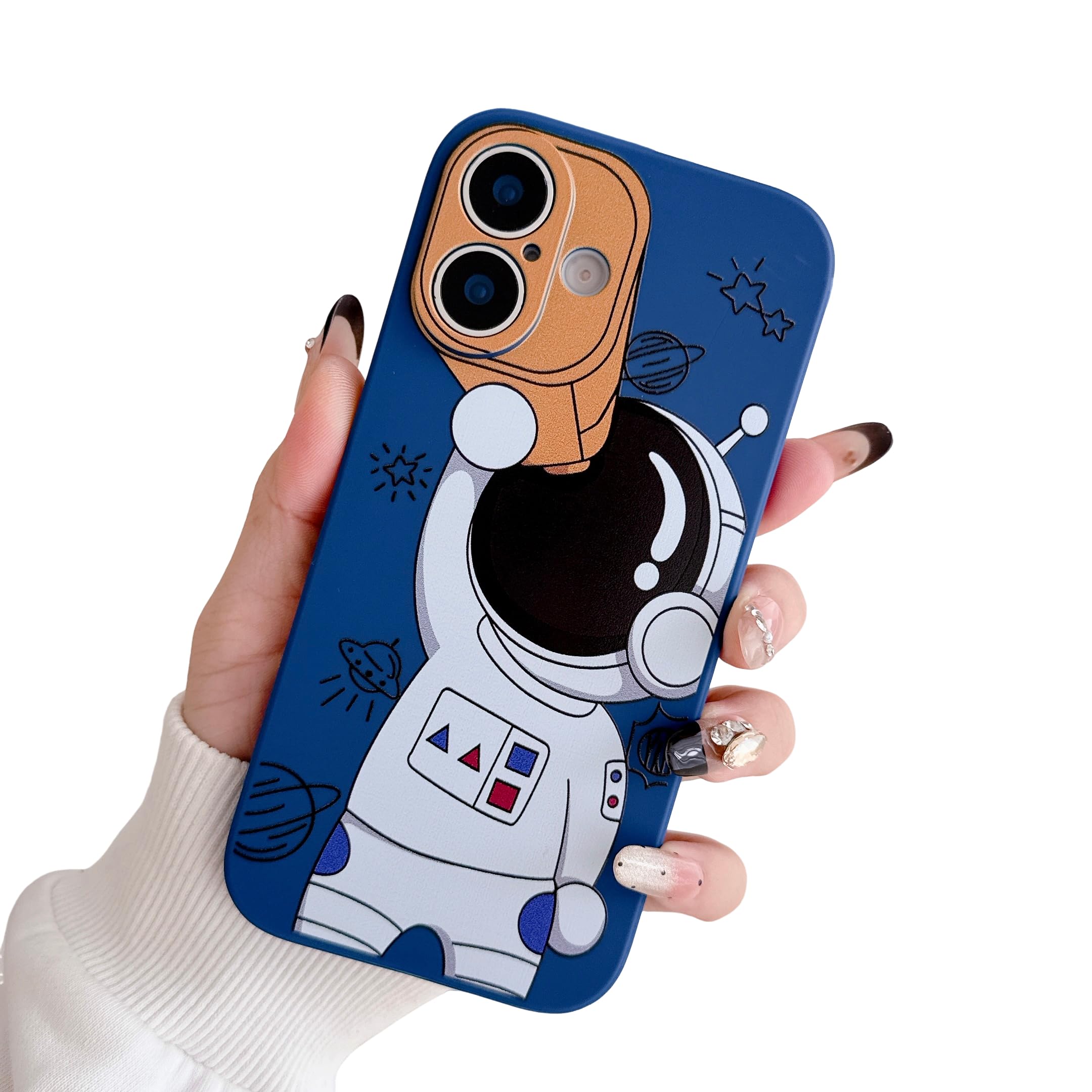 Yonds Queen Bonita funda para iPhone 17, diseño de astronauta espacial de dibujos animados, elegante, parachoques suave, goma TPU, antideslizante, a prueba de golpes, funda creativa (telescopio azul