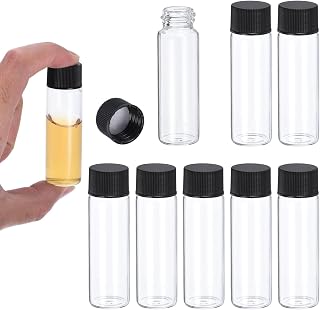 PATIKIL 15ml Clear Glass Vials, 8 Pack Sample Vials with Screw Cap Reagent Media Bottle Leak-Proof Liquid Sample Glass Vial for Lab Laboratory