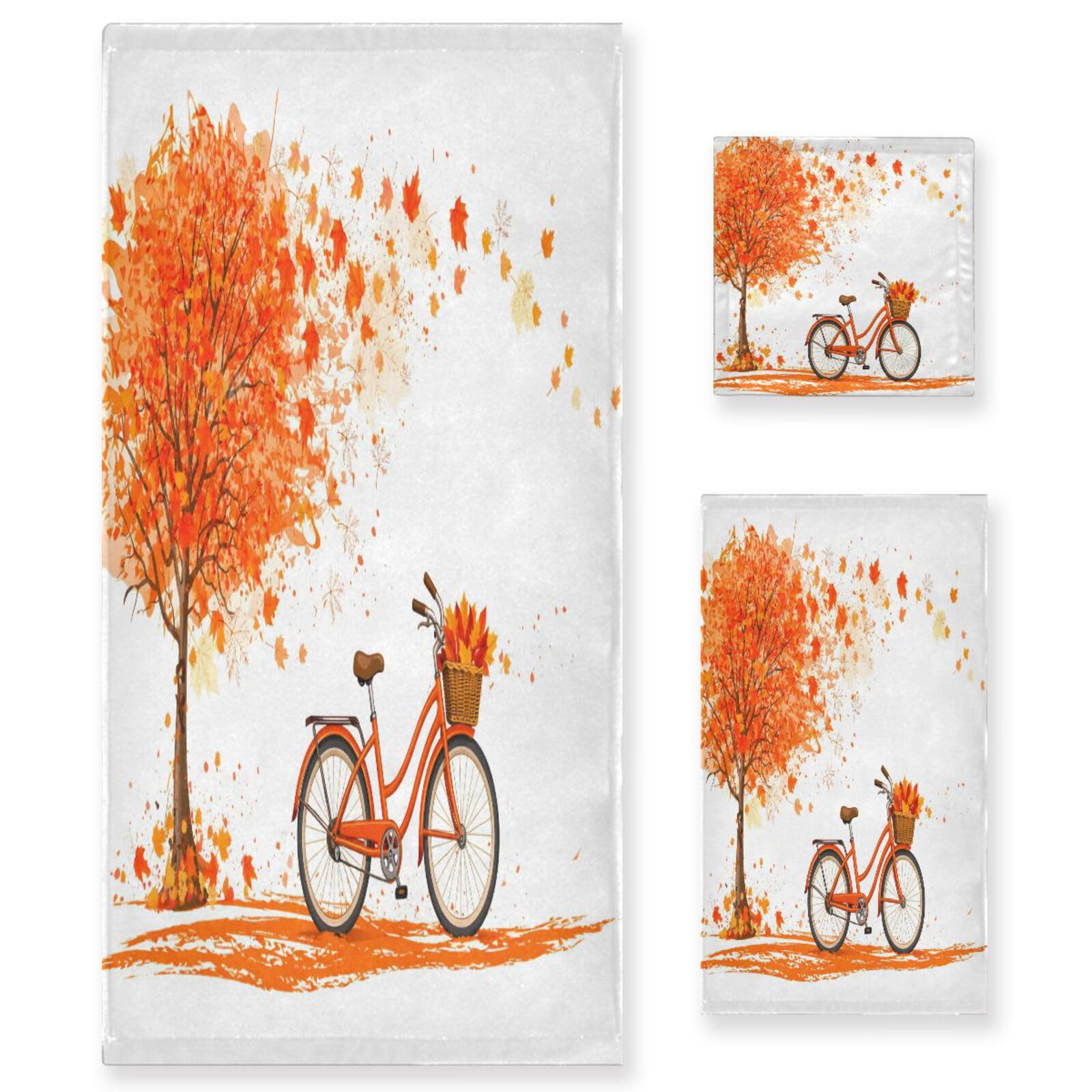 ALAZA Fall Tree and Bicycle Towel Set