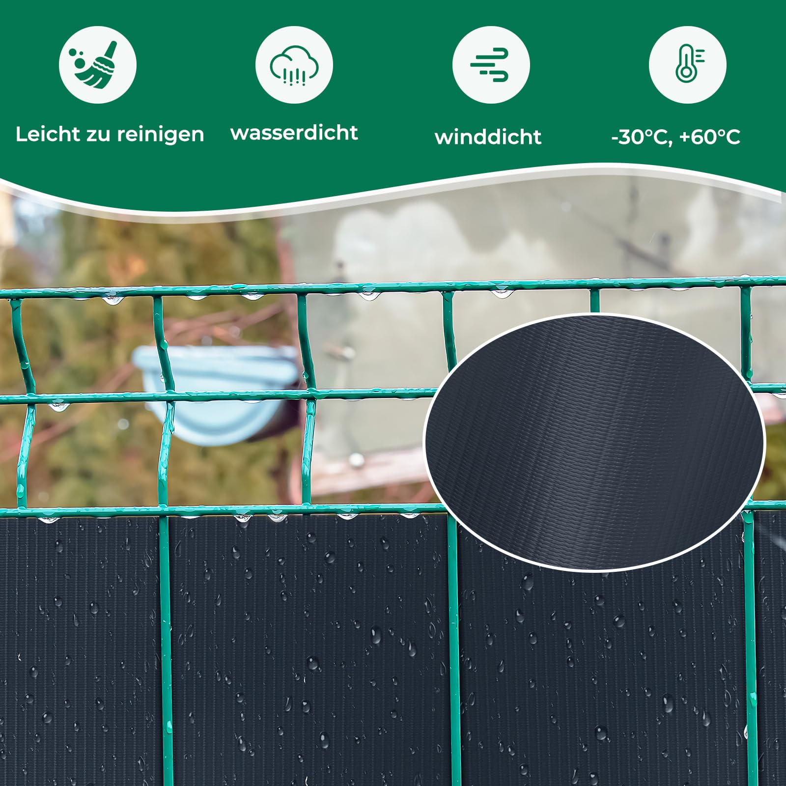 Sichtschutzstreifen Zaun 35 m x 19 cm inkl.20 Clips, Sichtschutz Zaunfolie PVC Sichtschutzstreifen Doppelstabmatten für Gartenzaun, Balkon/Diverse Farben