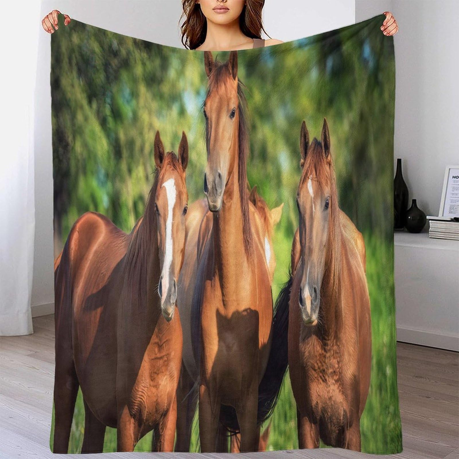 stampa 3D in field coperta da viaggio microfibra biancheria da letto compatta coperta da viaggio morbida per giovani in vacanza Natural wildlife 70×80inch(180x200cm)