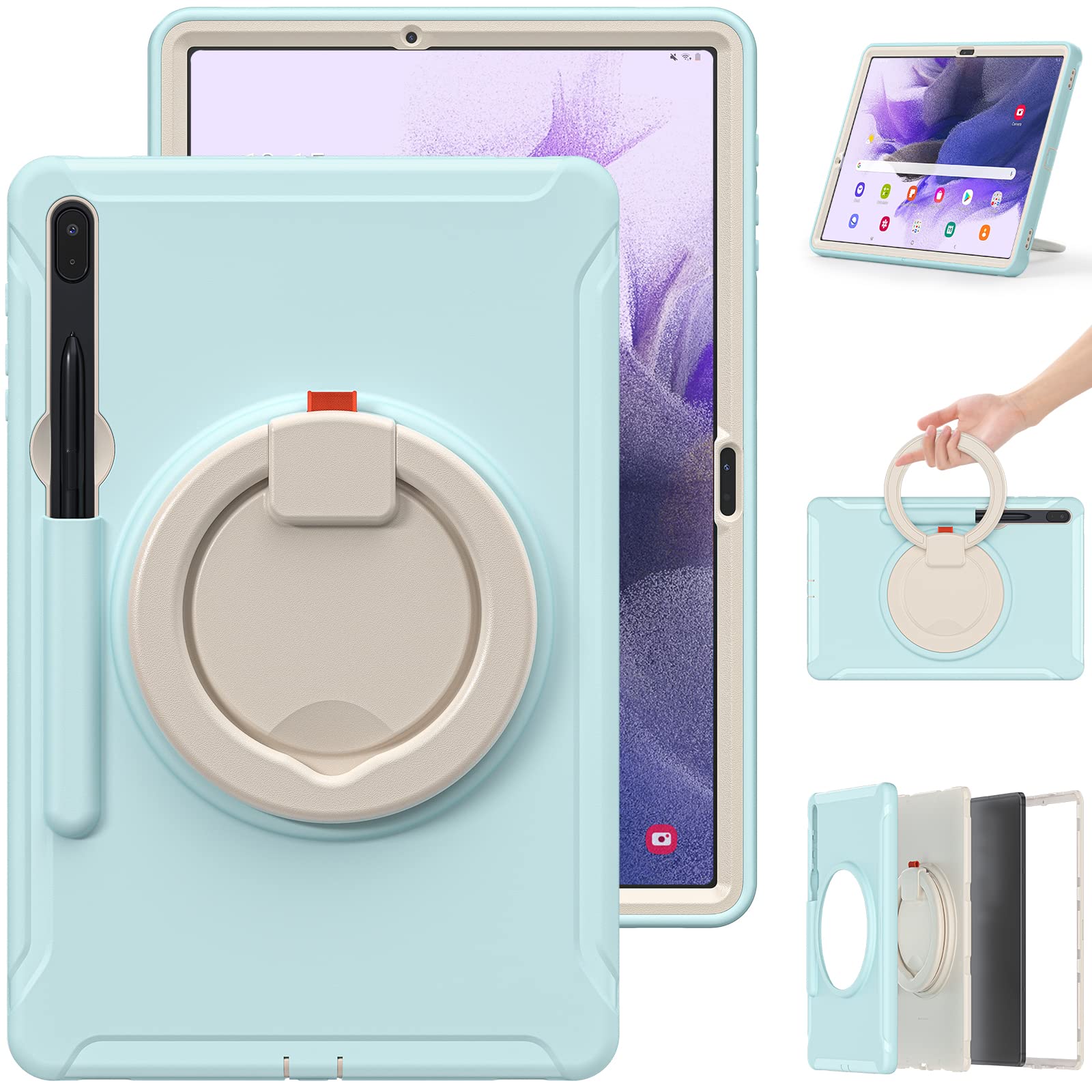 Étui Samsung Galaxy Tab S8 Plus robuste X800 avec béquille 360 - 8