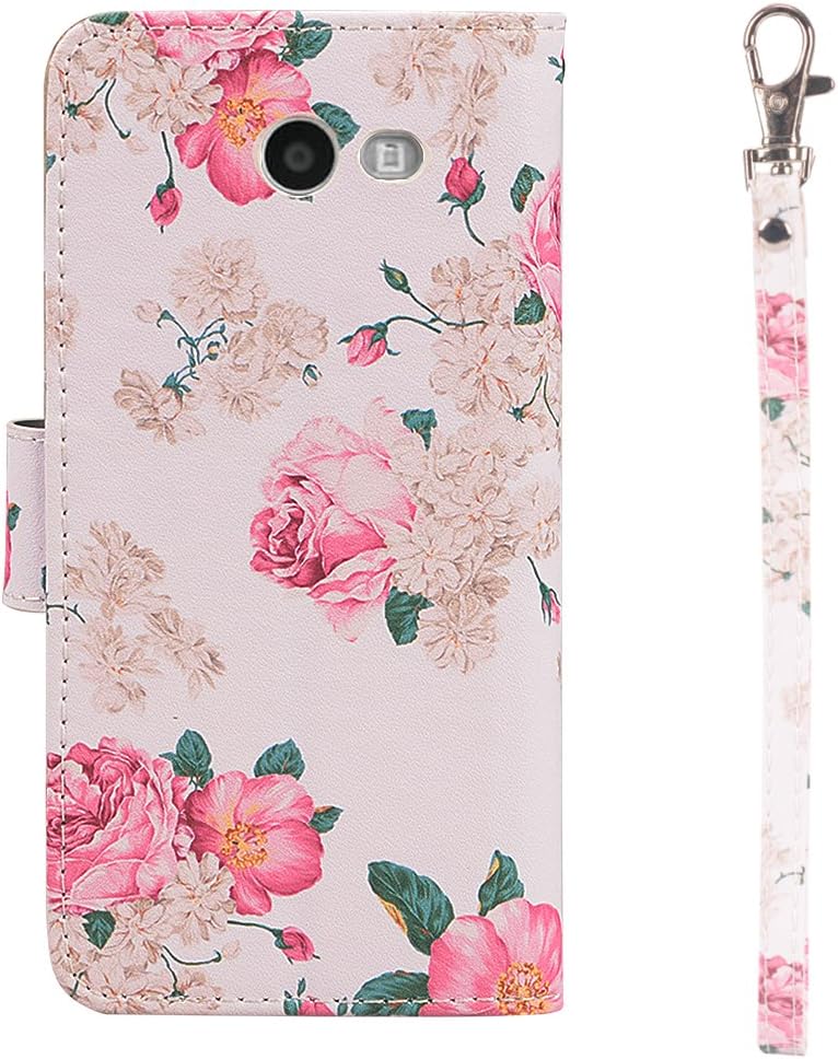 UrSpeedtekLive Samsung Galaxy J3 Emerge Case, J3 2017 Case, J3 Prime Case, Amp Prime 2 Case, J3 Emerge Wallet Case, Premium PU Leather Flip Case Cover w/Card Slots & Kickstand(Flower 2)