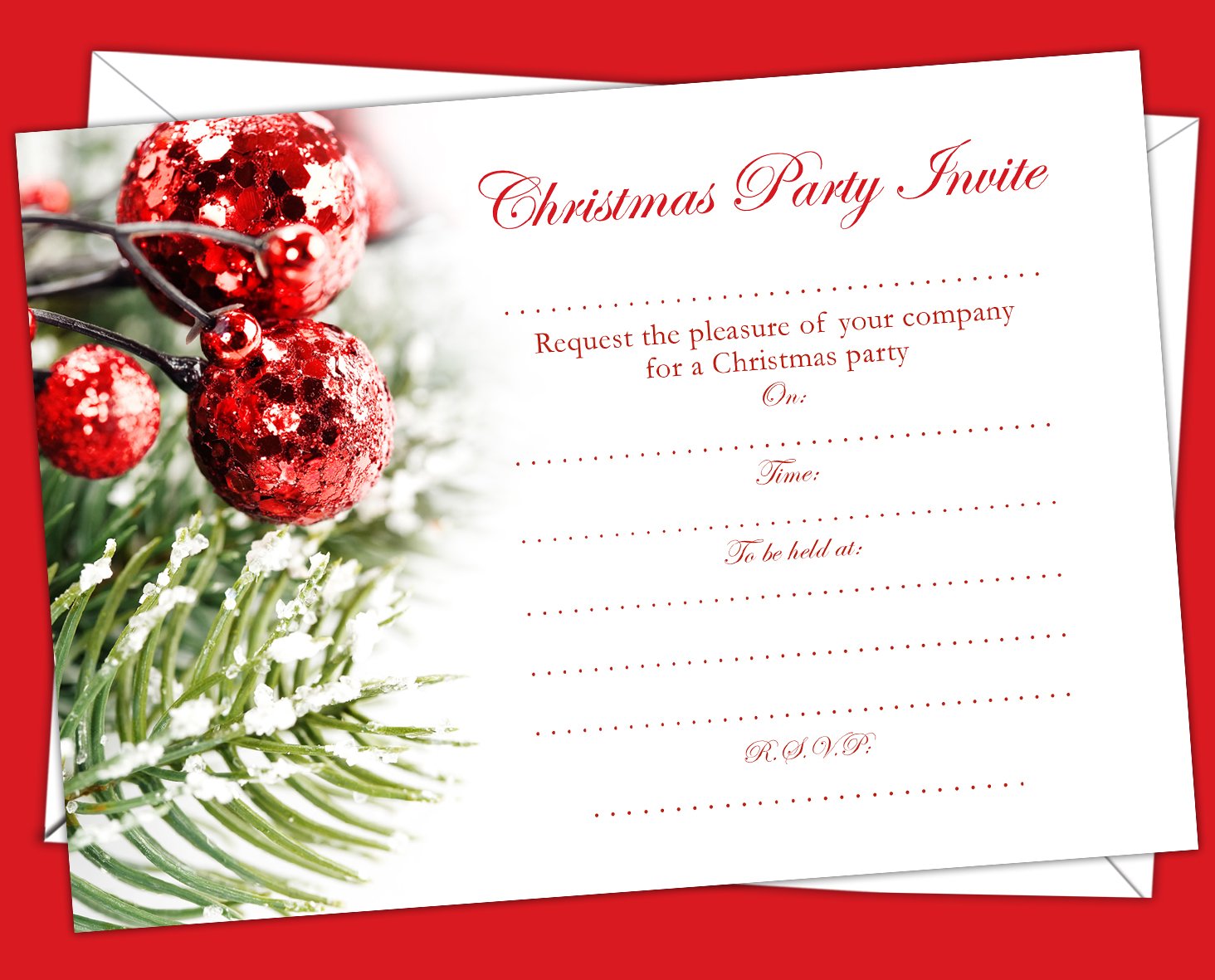 D&L Designs Ltd Christmas Party Invites with envelopes. XI 015B (Pack of 60)