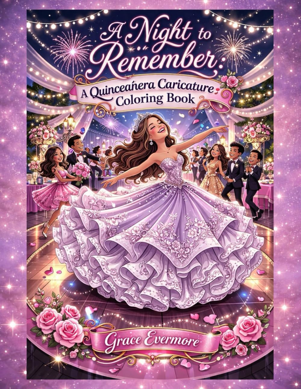 A Night to Remember: Quinceañera Caricature Coloring Book: A Sweet 15 Celebration Coloring Book for Teen Girls Featuring Elegant Gowns, Dance Floor ... Memories (Grace Evermore coloring series)