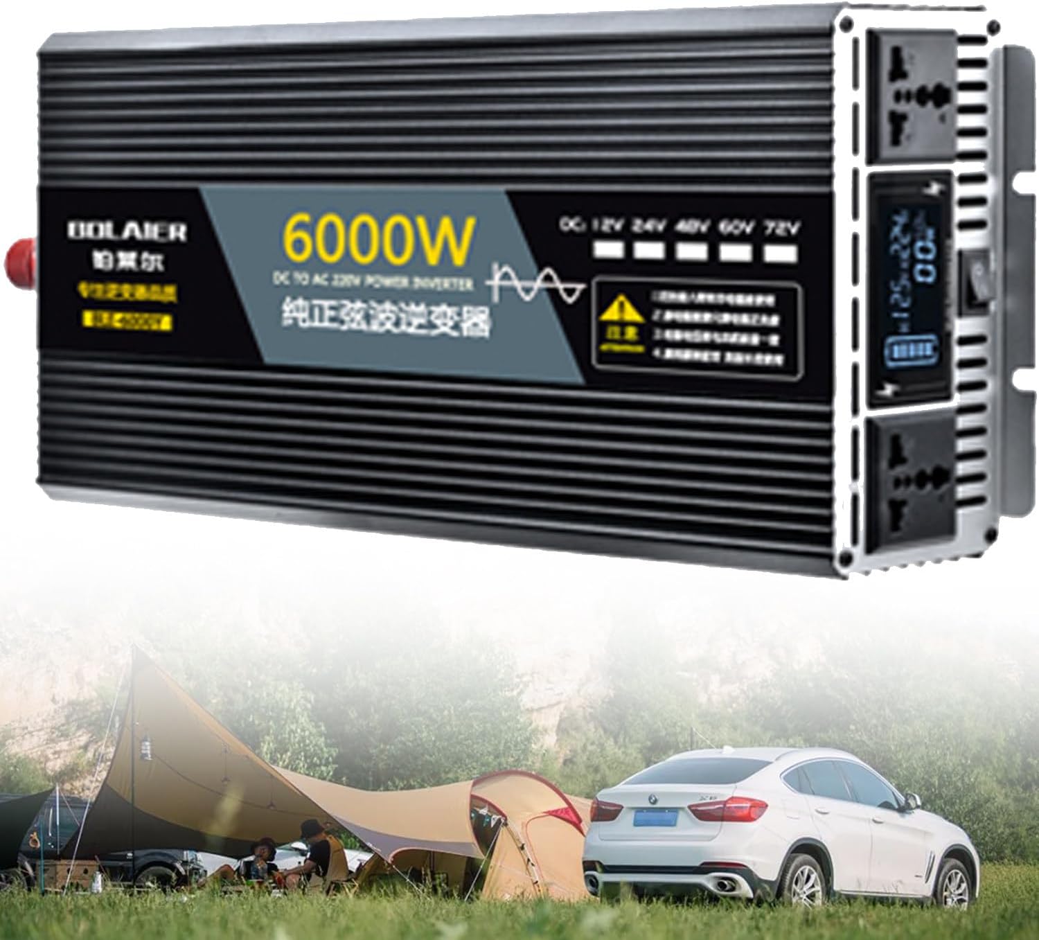 2500W 4000W 5000W 6000W 8000W 10000W 12000W Solar Power Inverter Pure Sine Wave Inverter DC 12V 24V 48V 60V 72V to 110V 120V 220V 230V 240V AC Portable Power Bank Voltage Converter Solar Inverter(6000