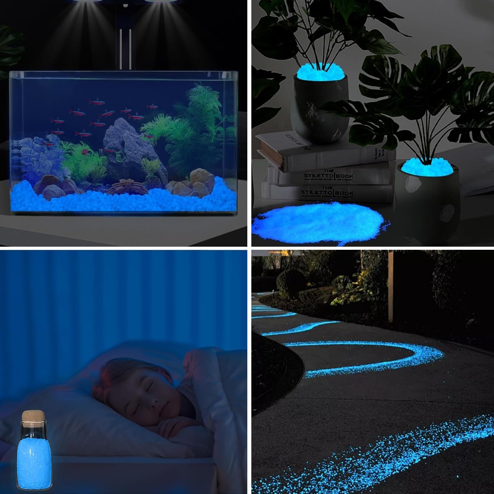 Pietre luminose Pietre preziose per bambini, 10000 pezzi di ciottoli, Pietre luminose da giardino, Pietre Babbane, Pietre di vetro, Decorazione del giardino, Diamanti colorati Pietre preziose (blu)