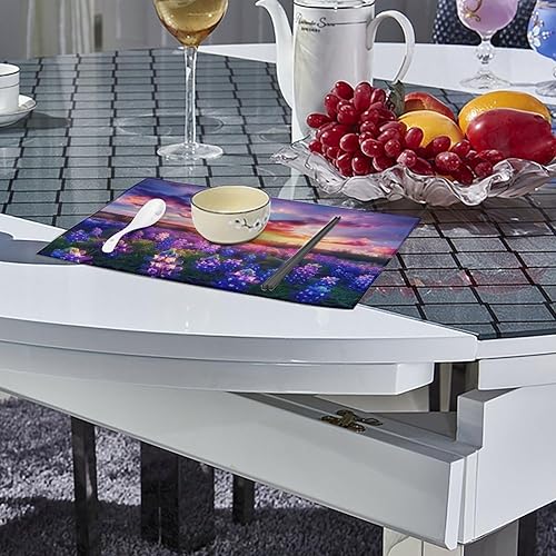 Miniatura 4 de Spring Sunrise Bluebonnets Texas Hill Country Placemats Set of 6 Resistant Table Mats Washable Place Mats for Dinner Party Table Decoration