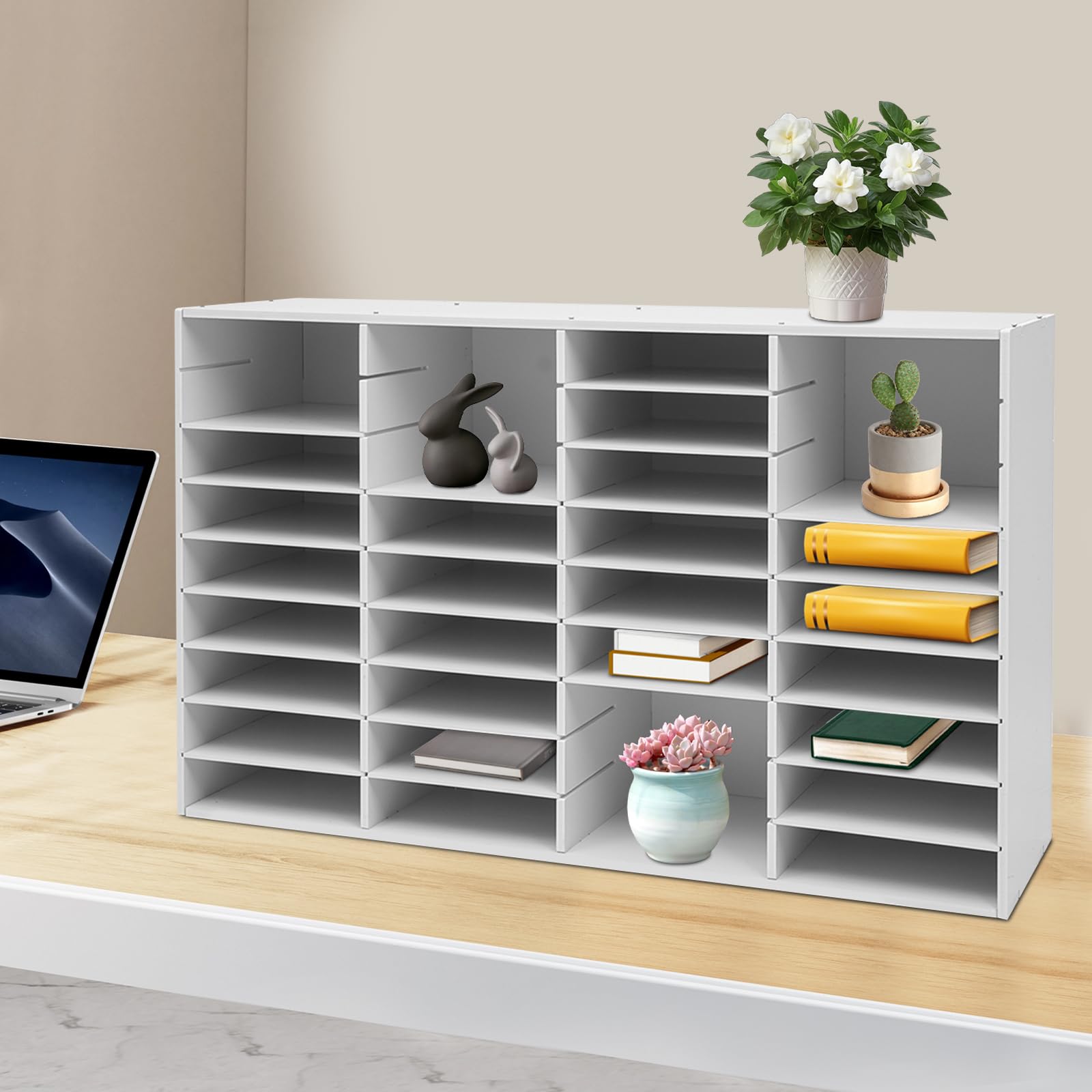 Organizer per letteratura a 36 scomparti, in PVC, portadocumenti e portalettere per formato A4, stabile organizer da scrivania con portata di 80 kg, per ufficio e scuola (100 x 30 x 61 cm)