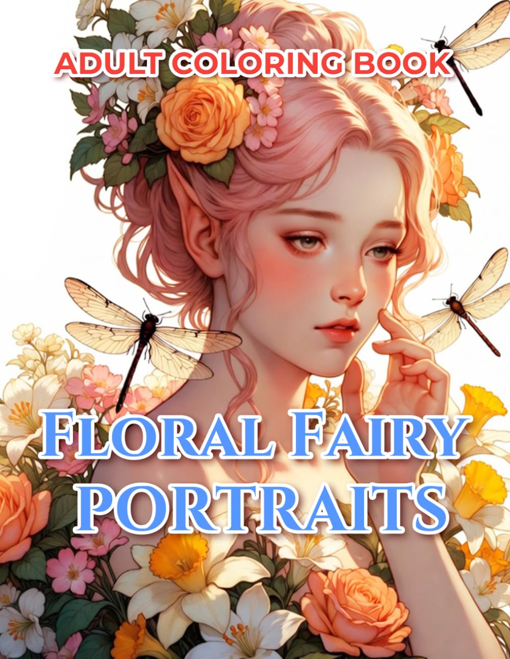 Enchanted Fairy Portraits Coloring Book for Adults: 50 Magical Fairies Surrounded by Flowers and Botanical Beauty | Relaxing Floral Fantasy Coloring Pages