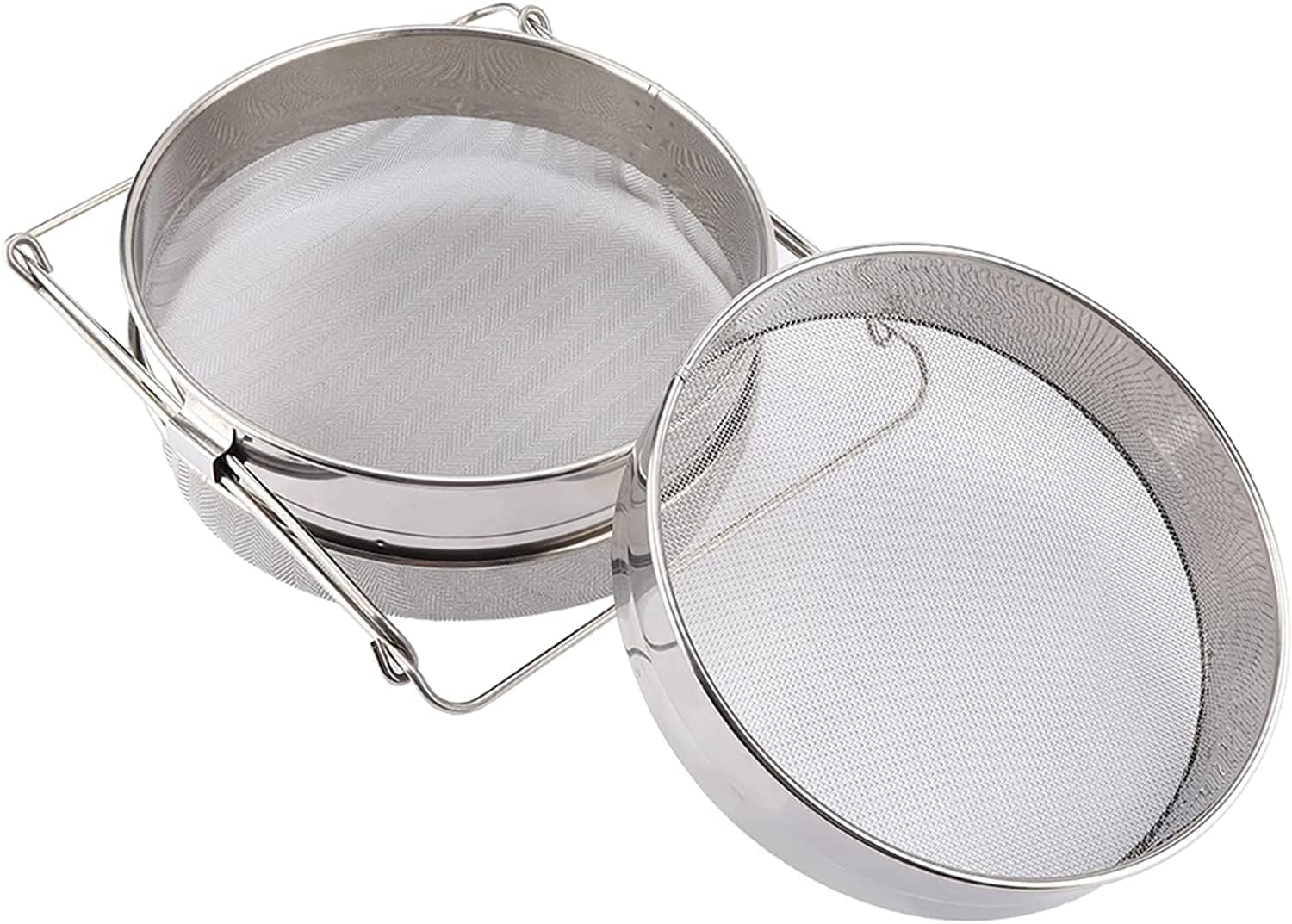 Zerone Honey Filter, Stainless Steel Double Honey Strainer Filter Apiary Beekeeping Equipment with Adjustable Handles