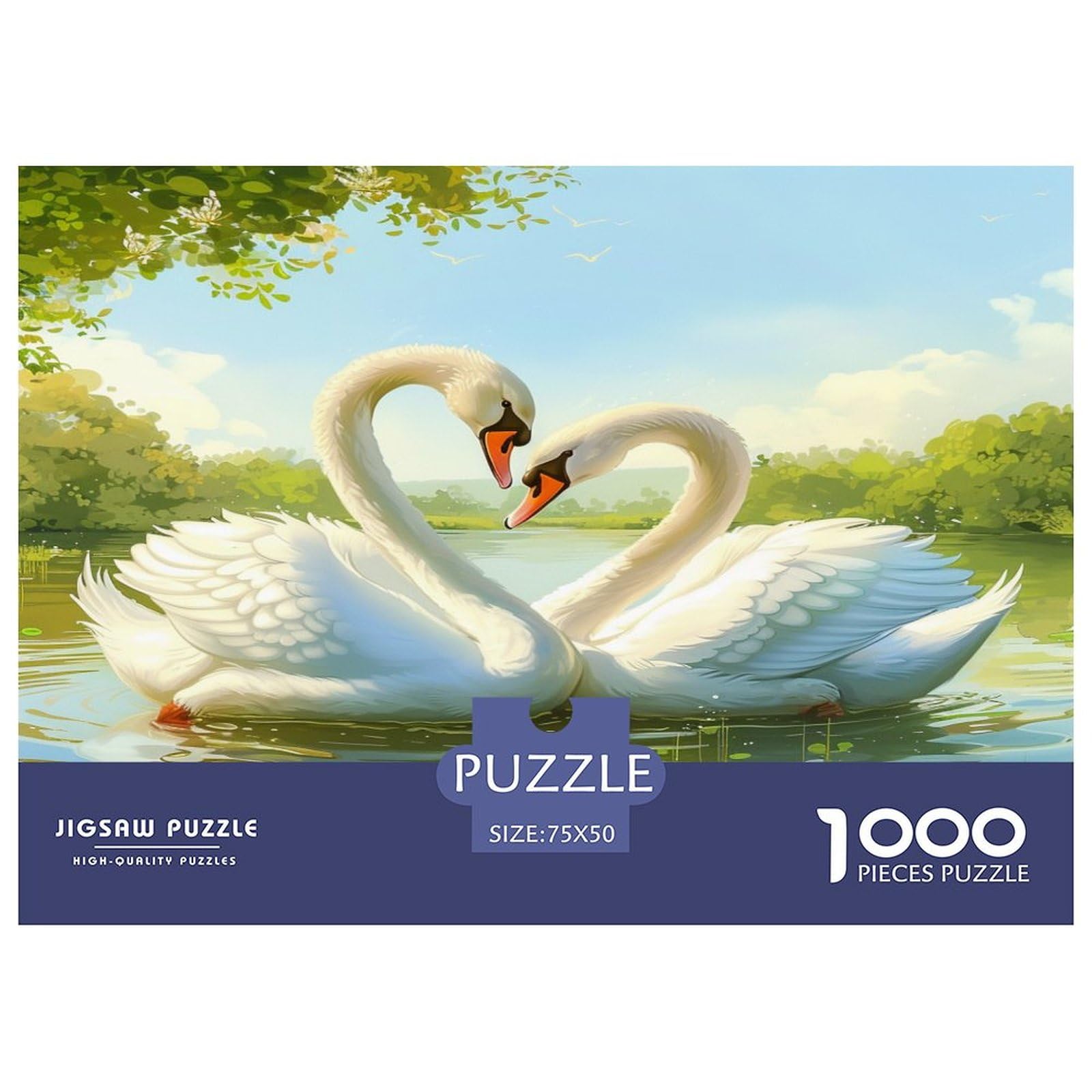 Puzzle Da 1000 Pezzi Swan Per Adulti Puzzles in Legno Giocattolo Educativo Antistress Dimensioni (75×50cm
