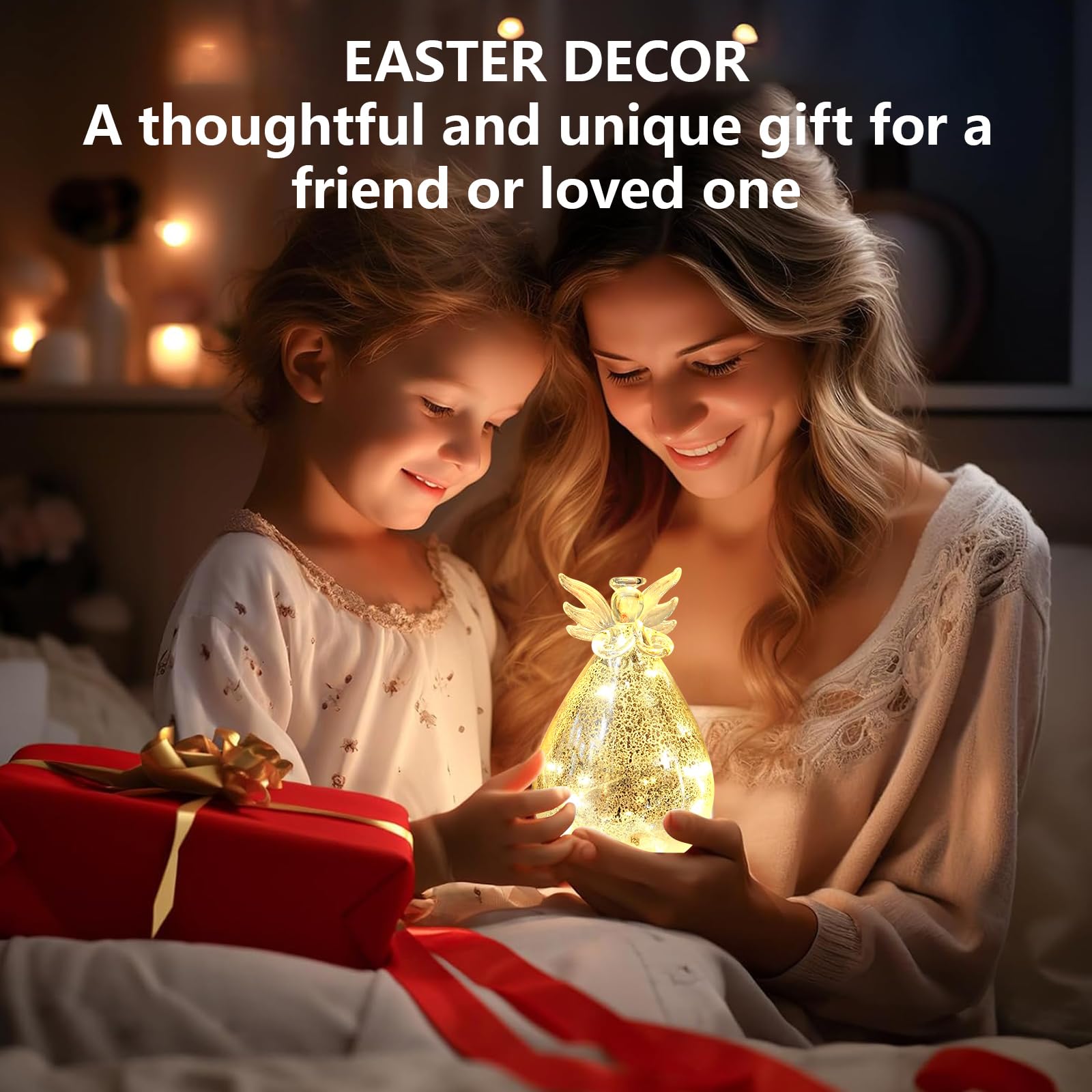 Statue Ange Lumineuse En Verre - Décoration Noël Et Culte