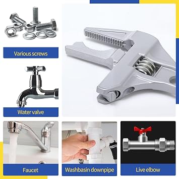 saerryor Adjustable Spanner Wrench 6-68mm Open-End Wide Jaw Spanners Wrenches Ultra-Thin Shifting Spanner Shank Plumber Bathroom Hand Tool Alloy