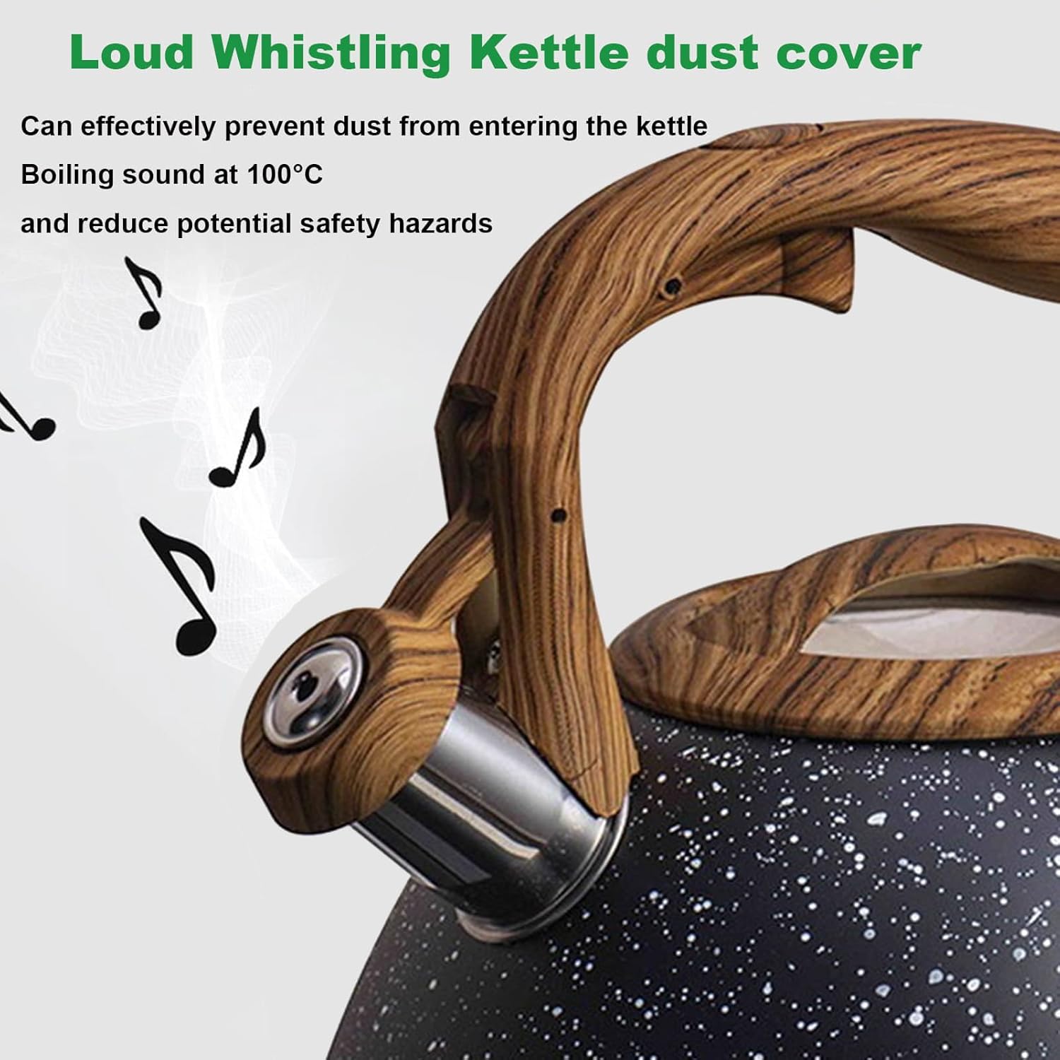 Tea Kettle for Stove Top, 3.2 Quart 304 Stainless Steel Black Teapot, Whistling Tea Pot, Food Grade Teakettle with Loud Whistle and Anti-Rust for Tea, Coffee, Water, Milk