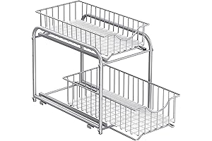 SONGMICS 2-Tier Stackable Cabinet Organizer: Maximize Space and Declutter with Gondola Shelving