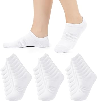 Cooraby 12 Pairs Boys Girls No Show Heel Grip Low Cut Socks Athletic Mesh Running Socks