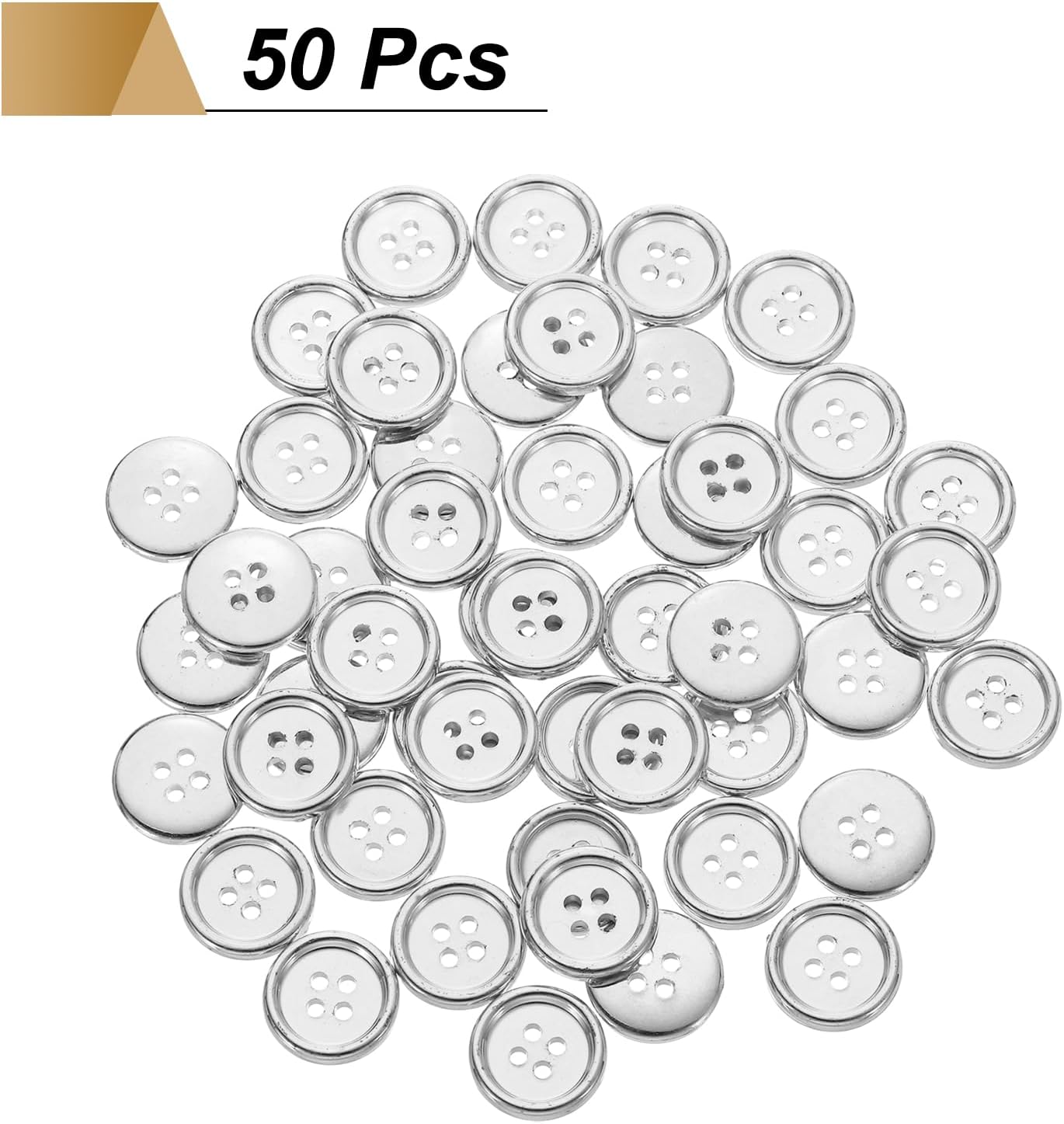 HARFINGTON 50pcs 24L Plastic Sewing Buttons 15mm 5/8" 4-Hole Round Replacement Craft Button for Coats Sewing Clothing and DIY, Silver - Image 3