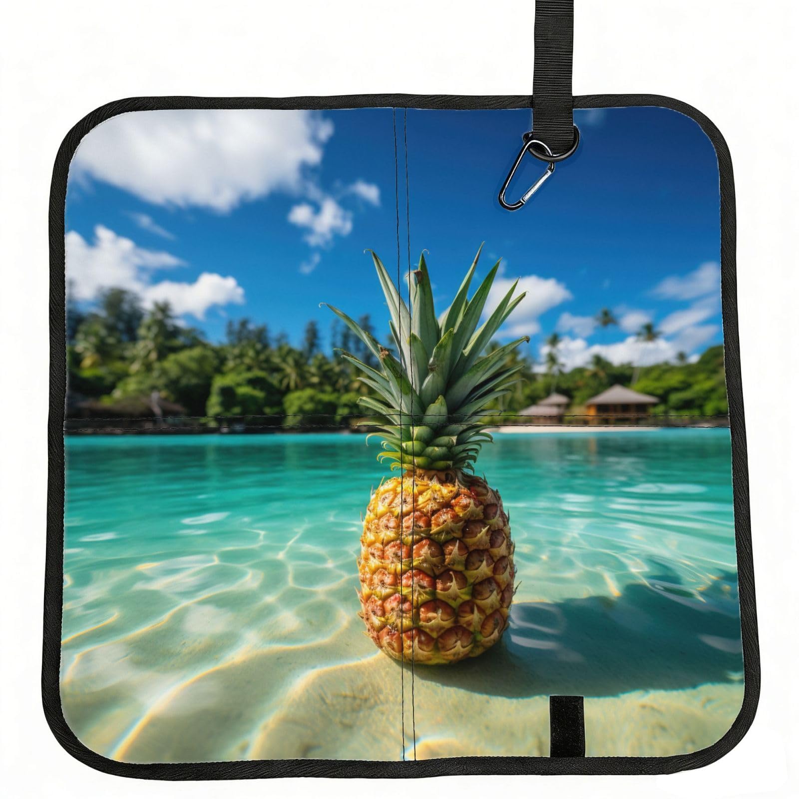 YGLHBDPBF Ocean Beach Pineapples Print Camping seat cushion,Foldable Sitting Pads,Save Backpack Space for Hiking