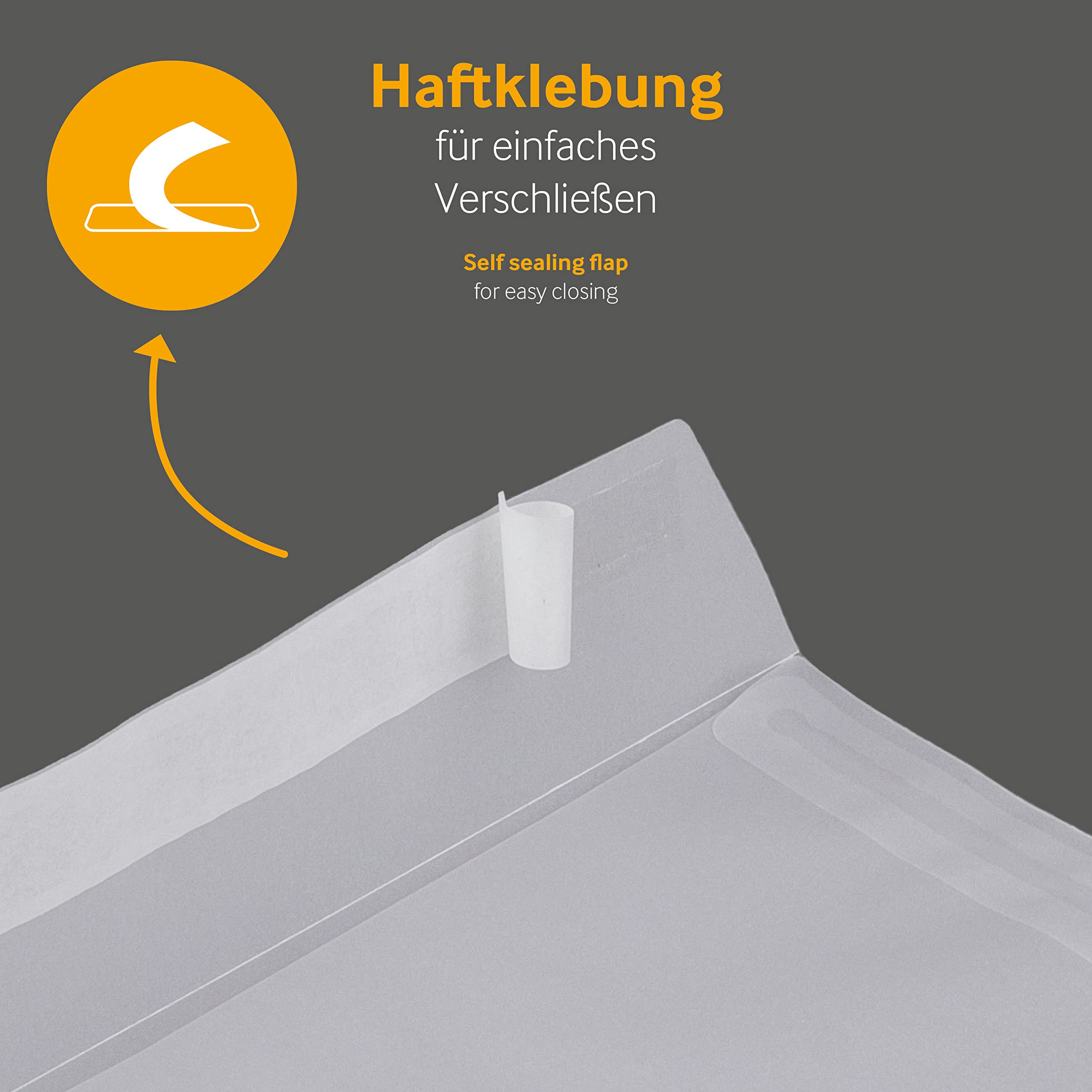 250 Stück, Transparent-Versandtaschen, DIN C4, Haftklebung mit Abziehstreifen, Gerade Klappe, 100 g/qm Offset, Ohne Fenster, Weiß (Transparent-Weiß), Blanke Briefhüllen