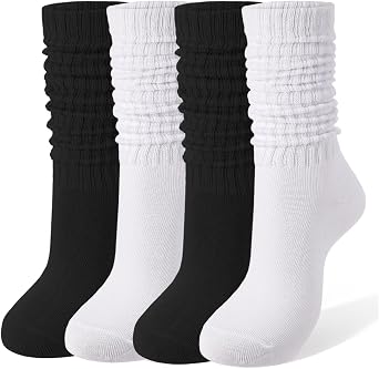 جوارب Jspupifip Slouch للنساء، 4/6 أزواج من الجوارب الضيقة حتى الركبة، جوارب قطنية كلاسيكية، يمكن ارتداؤها في كلا الاتجاهين للأحذية والملابس اليومية