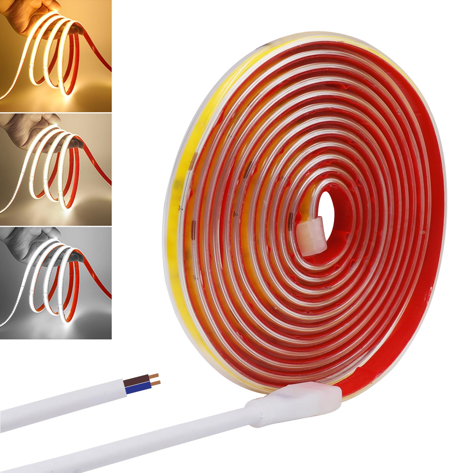 Bande LED COB Flexible 220V - 2 Mètres, 240 LEDs/m, IP65 étanche, Blanc Chaud 3000-3500K, Pour Décoration Intérieure Et Extérieure - 8