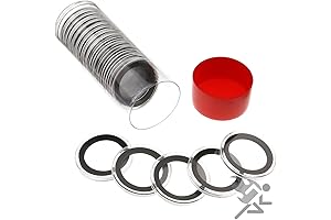 Red Coin Storage Container with 20 Black Air-Tite Capsules for 1oz American Gold Eagles