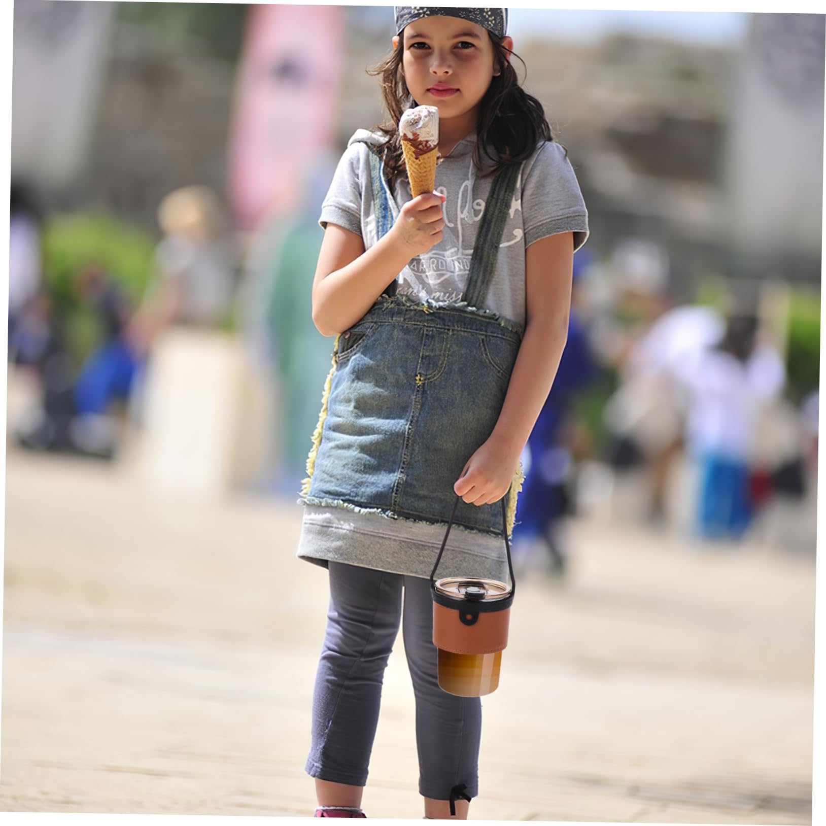 UTHCLO 2Pcs Portable Coffee Cup Sleeve with Handheld Strap Comfortable Milk Tea Cup Holder for Easy Carrying Lightweight and Durable Design for Outdoor Use