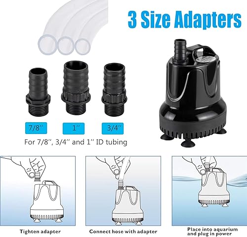 Vista 8 de hygger Bomba de acuario de cambio rápido de agua de 215 GPH Bomba de agua sumergible Bomba de agua para tanque de peces Bomba de transferencia