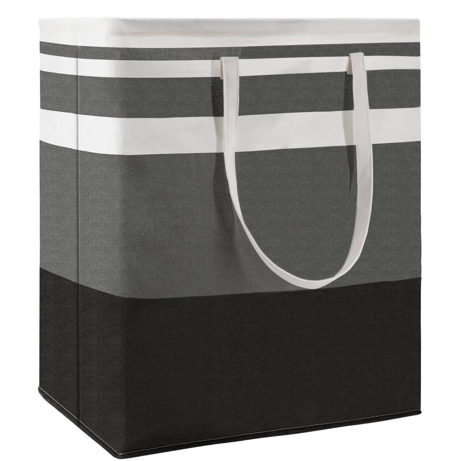 Maxsilan Grandient Grey 120L Freestanding Laundry Basket With Extended Handle, Collapsible Large Cotton Clothes Hamper Storage Basket, Gradient Grey