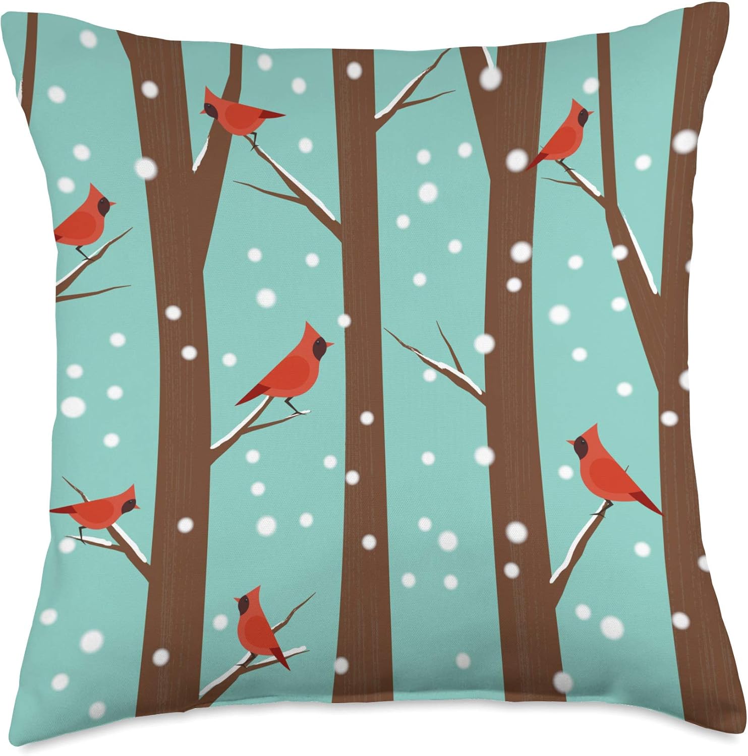 Winter Red Cardinal Birds Snowy Nature Bird Lover Gift Throw Pillow
