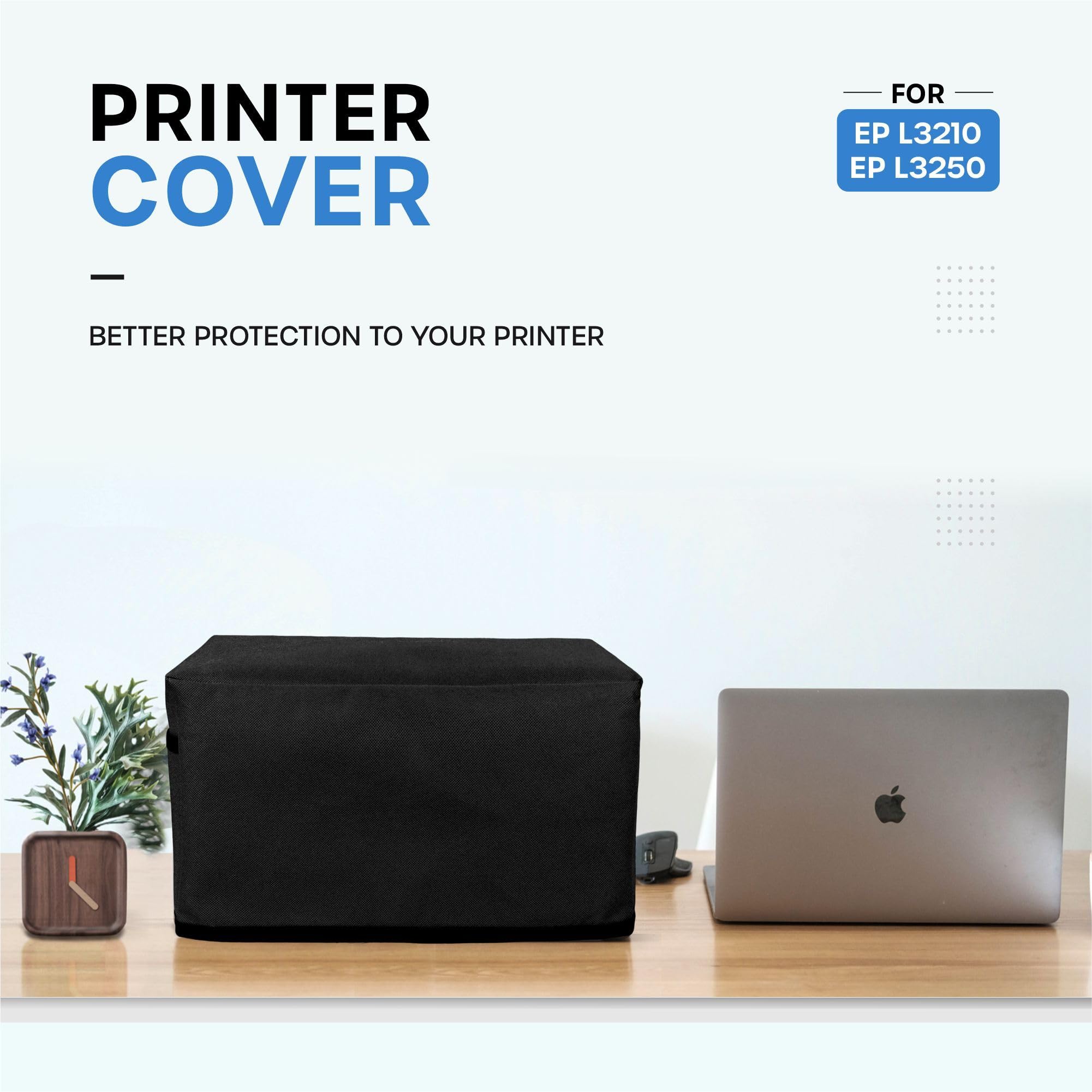 Crasome Dust & Water Proof Printer Cover for Epson EcoTank L3252 / L3250 / L3211 / L3260 / L3210 (Black)