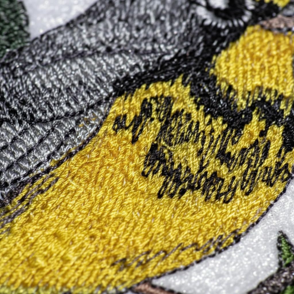 Nature Weaved in Threads, Amazing Birds Kingdom [Canada Warbler and Iris Circle [Custom and Unique] Embroidered Iron on/Sew Patch [5" *5"] [Made in USA]