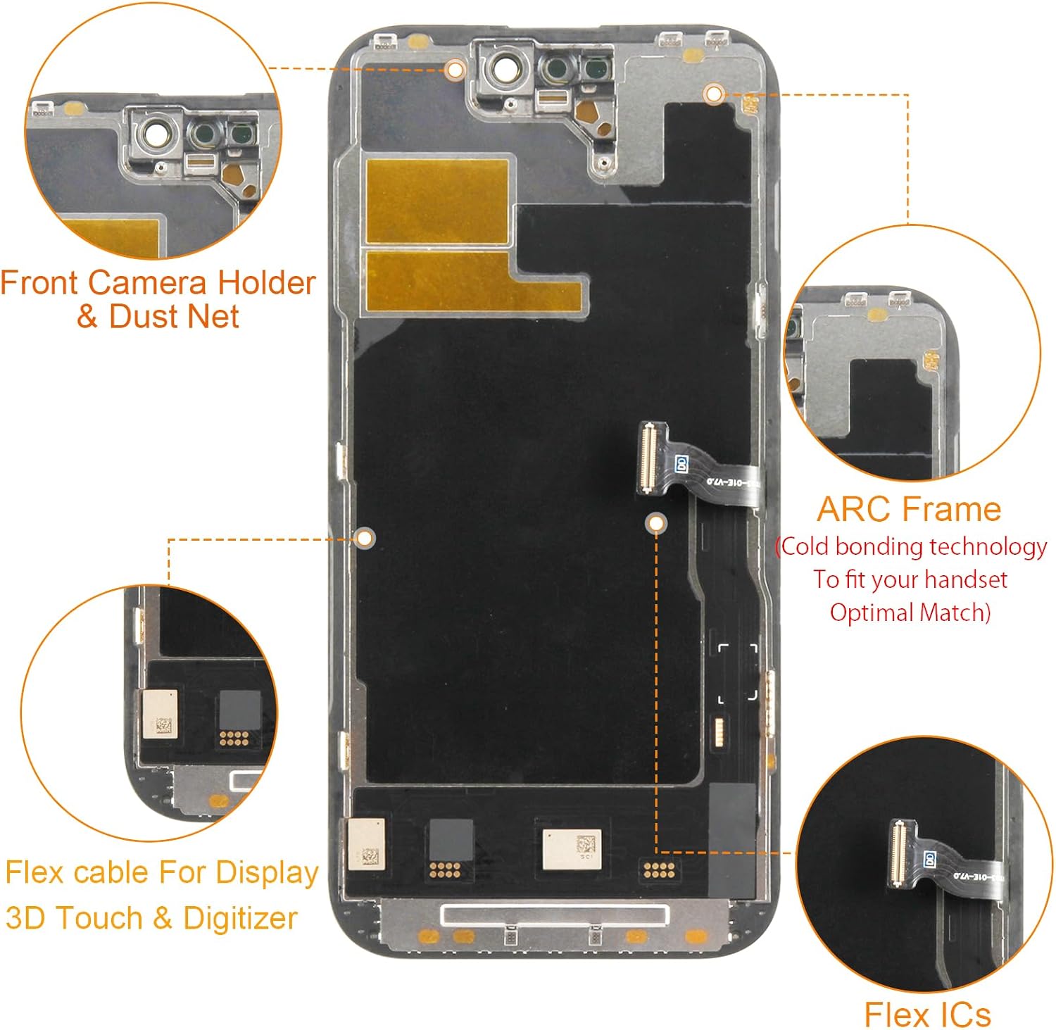 Soft OLED 14 Pro LCD [120Hz Promotion+Sensor Cable] Screen Replacement for iPhone 14 Pro 6.1 inch 3D Touch LCD Display Touch Digitizer Assembly A2890 A2650 A2889 A2892 with Repair Tools