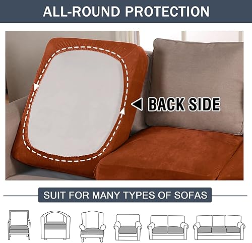 Miniatura 4 de Funda de cojín elástica de terciopelo suave, funda de cojín de felpa de terciopelo suave, fundas de sofá, protector de muebles con parte inferior