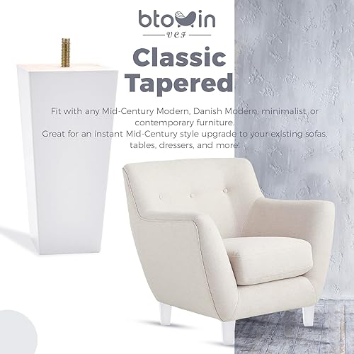 Miniatura 7 de Patas para muebles de madera maciza de 8 pulgadas, 4 pies de repuesto de pirámide de madera moderna de mediados de siglo con pernos roscados de 516