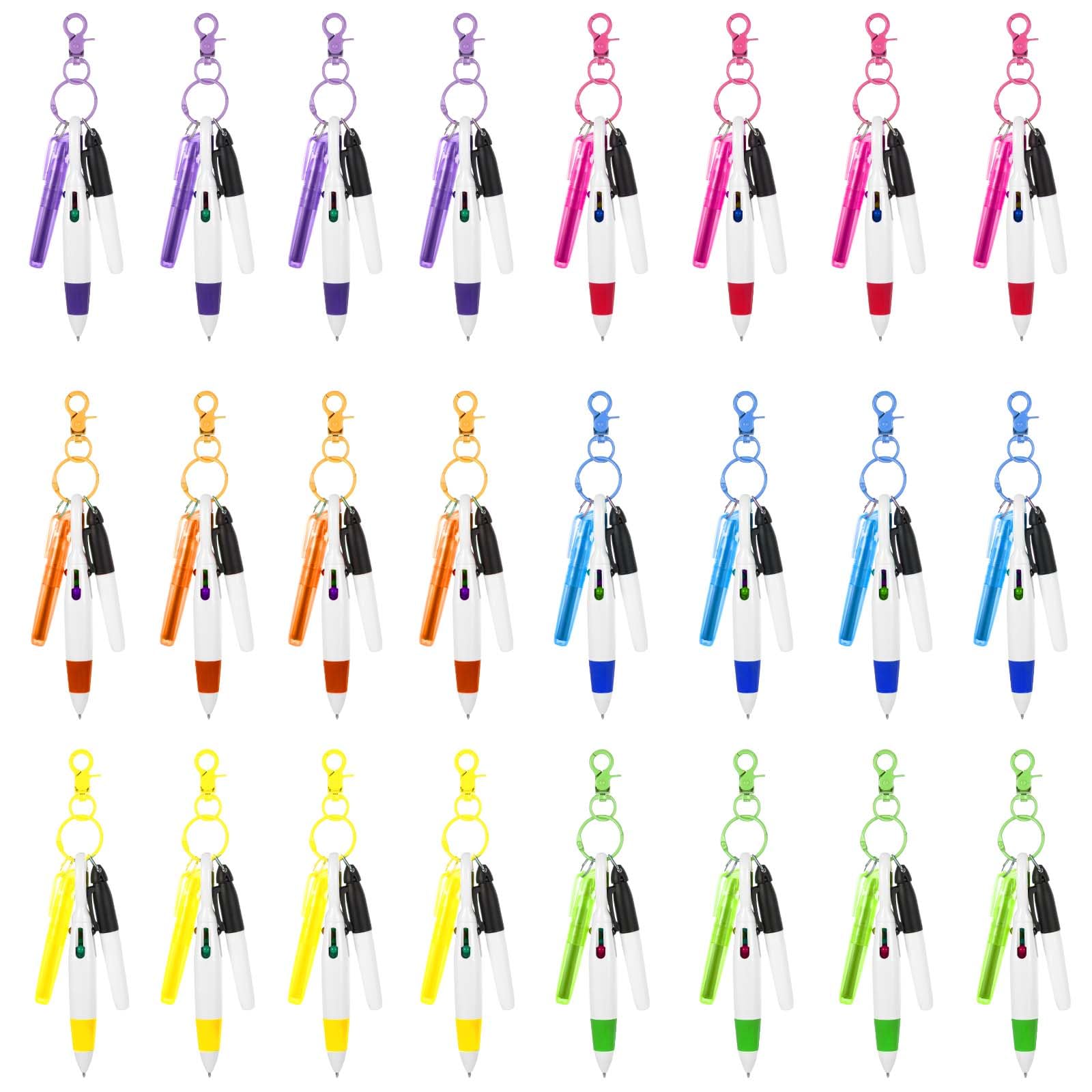 Dimeho 24 Sets Nurse Pens Include Mini Highlighter Retractable Shuttle Ballpoint Pen Permanent Marker Pen Keychain Clip for Nursing Student School