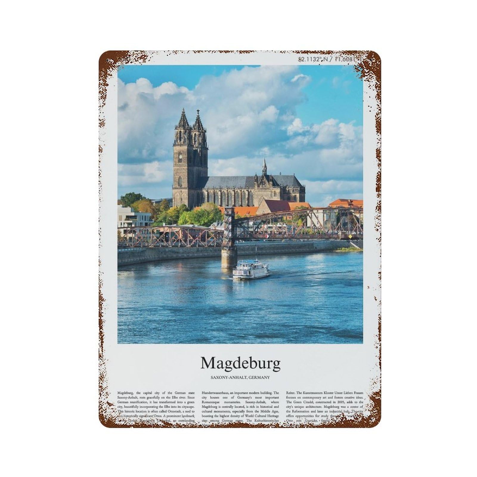 xiaoxiaoshen Magdeburg Saxony-anhalt, Germany City Scenery Wall Decor Art Metal Tin Poster Modern Home Decor Art Home Bar Shop Decorations Vintage Sign 40x30cm