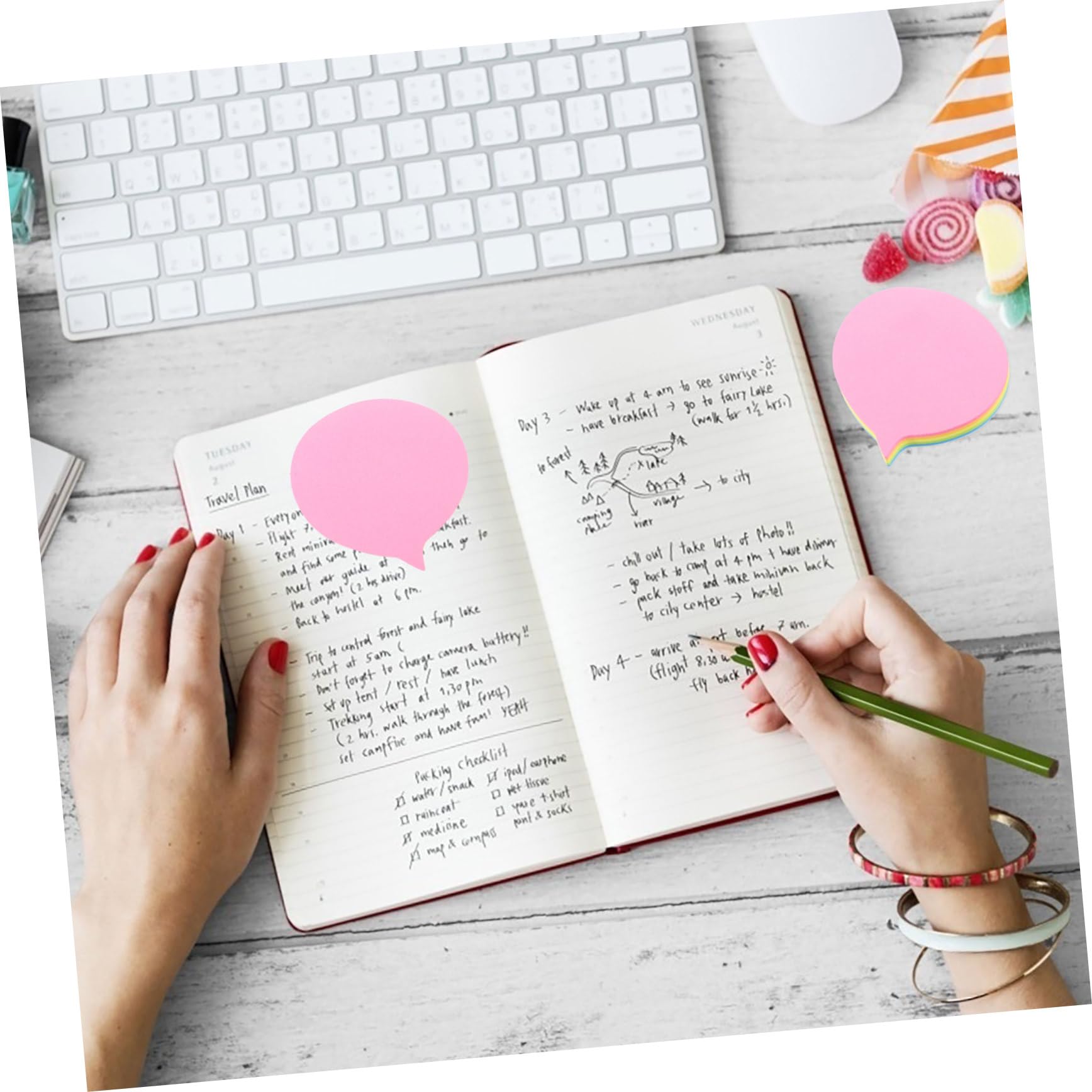 HOMSFOU 3 Stück Bunte Haftnotizen Selbstklebende Notizblätter mit Starker Haftkraft für Büro Zuhause und Studium Organisieren und Markieren