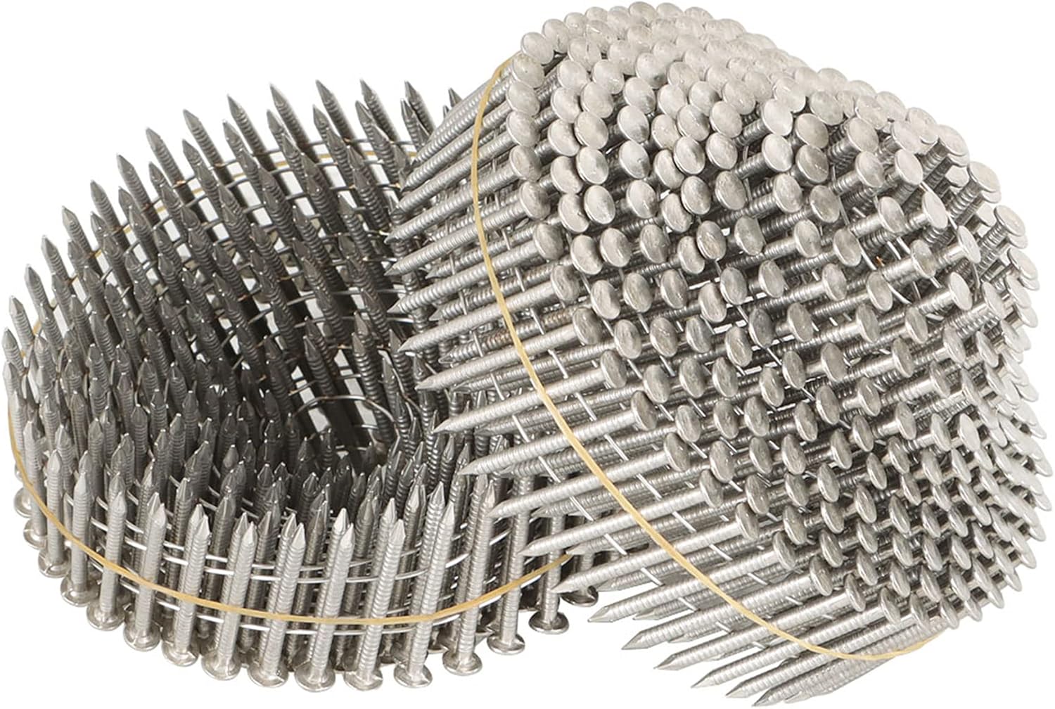 marddpair 15 Degree Stainless Steel Siding Nails 1-1/4-Inch x .090-Inch Collated Wire Coil Nails 304 Stainless Steel 1200 Count