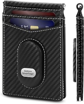 Slim Bifold Wallet for Samsung Smarttag2 Genuine Leather Minimalist Wallet