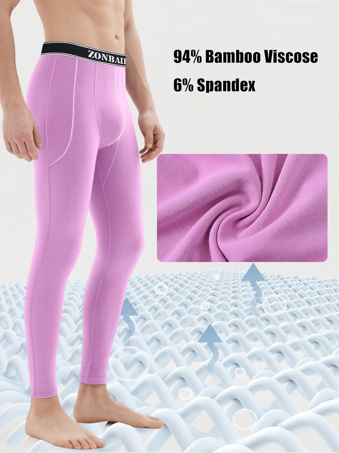 Men's Breathable Thermal Pants Bamboo Viscose Base Layer Underwear Bottoms M L XL XXL