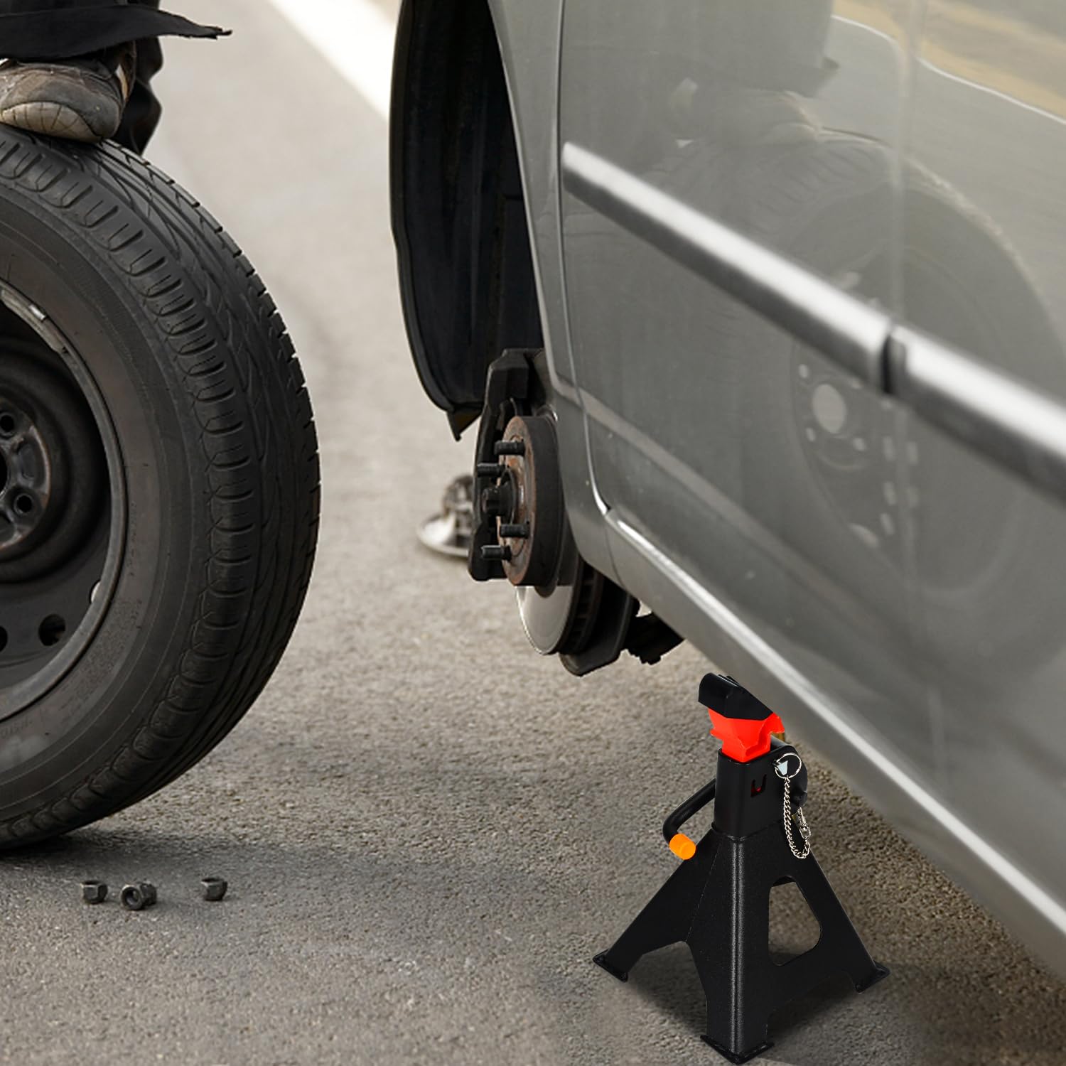Jopassy Cavalletto di sostegno 3T, portata 4 pezzi Cavalletto di sostegno regolabile in altezza 285-430mm, cavalletti per auto con sicurezza, Cavalletto auto PKW Ständer