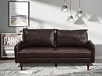 Vista 8 de INSTORY Sofá de cuero Sofá moderno con patas de madera para sala de estar Oficina - Gris oscuro