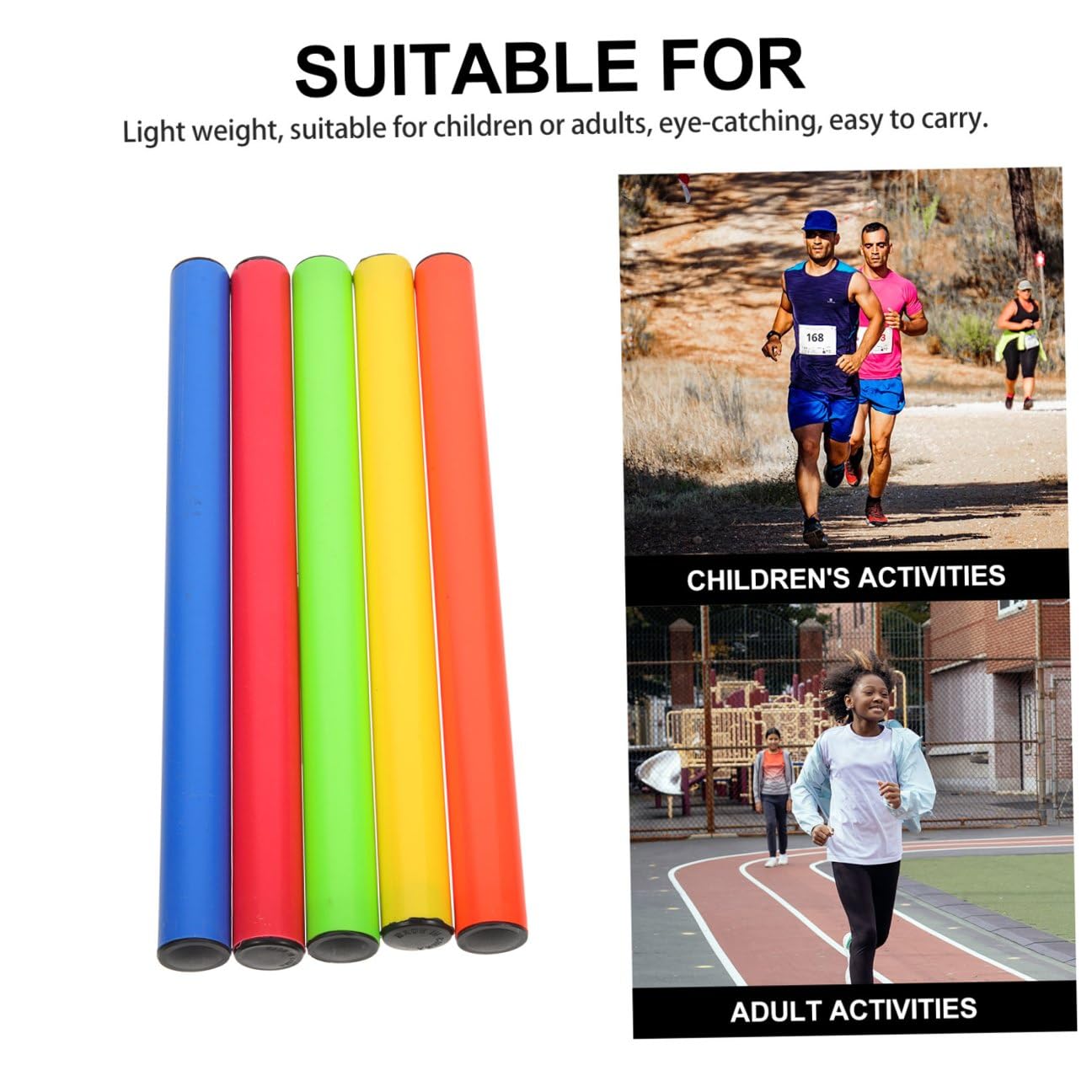Yardwe Bâtons pour Courses de Relais Légers en Plastique 5 Pièces Design Simple et Bords Lisses pour Compétitions en Salle et Athlétisme