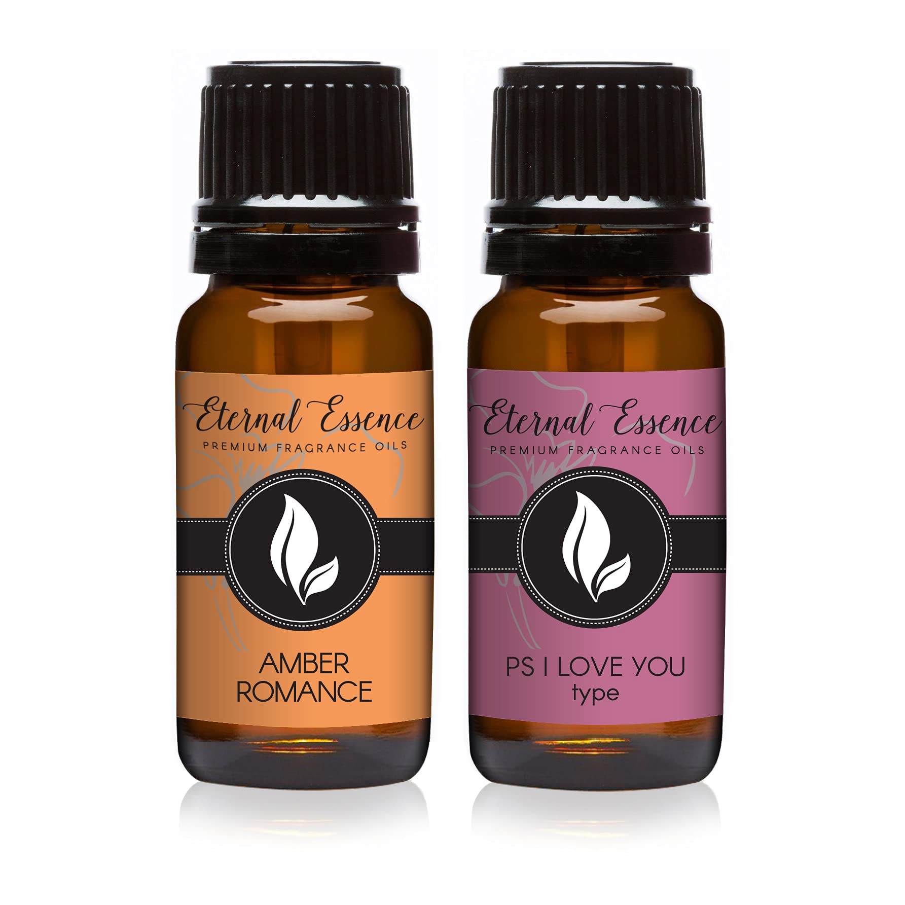 Eternal Essence Oils 2 Pack 10ml Premium Fragrance Oil - Amber Romance &amp; PS I Love You - for Candle, Soap Making, Aromatherapy, Diffusers, Home Care, &amp; Humidifiers